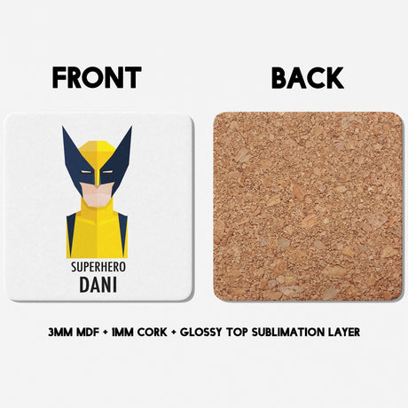 Superhero Personalised Name Kids Tea Coffee Drink Mug Gift Mug Set Coaster Cup