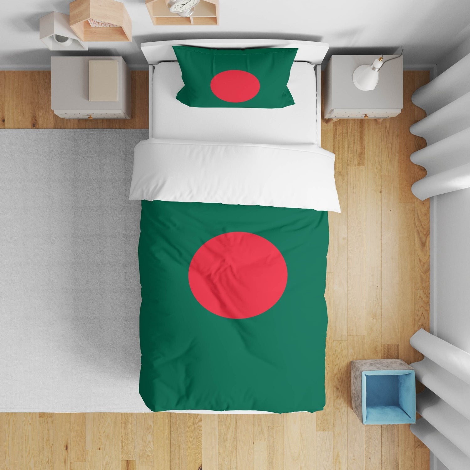 Bangladesh Flag Cot Bed Duvet Cover Toddler Pillowcase Design Gift Custom Cosy
