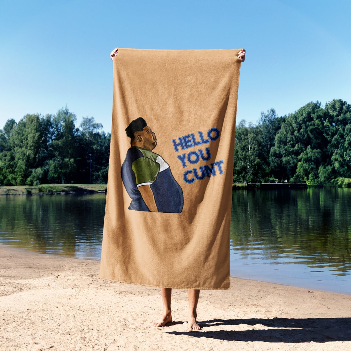 Harvey Hello You C*nt Funny Joke Custom Coloured Novelty Beach Bath Sheet Towel