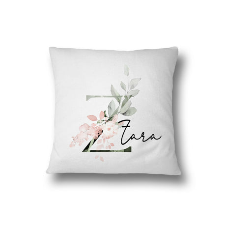 Personalised Gentle Botanical Blush Pink Initial Letter Cushion Cover Pillow