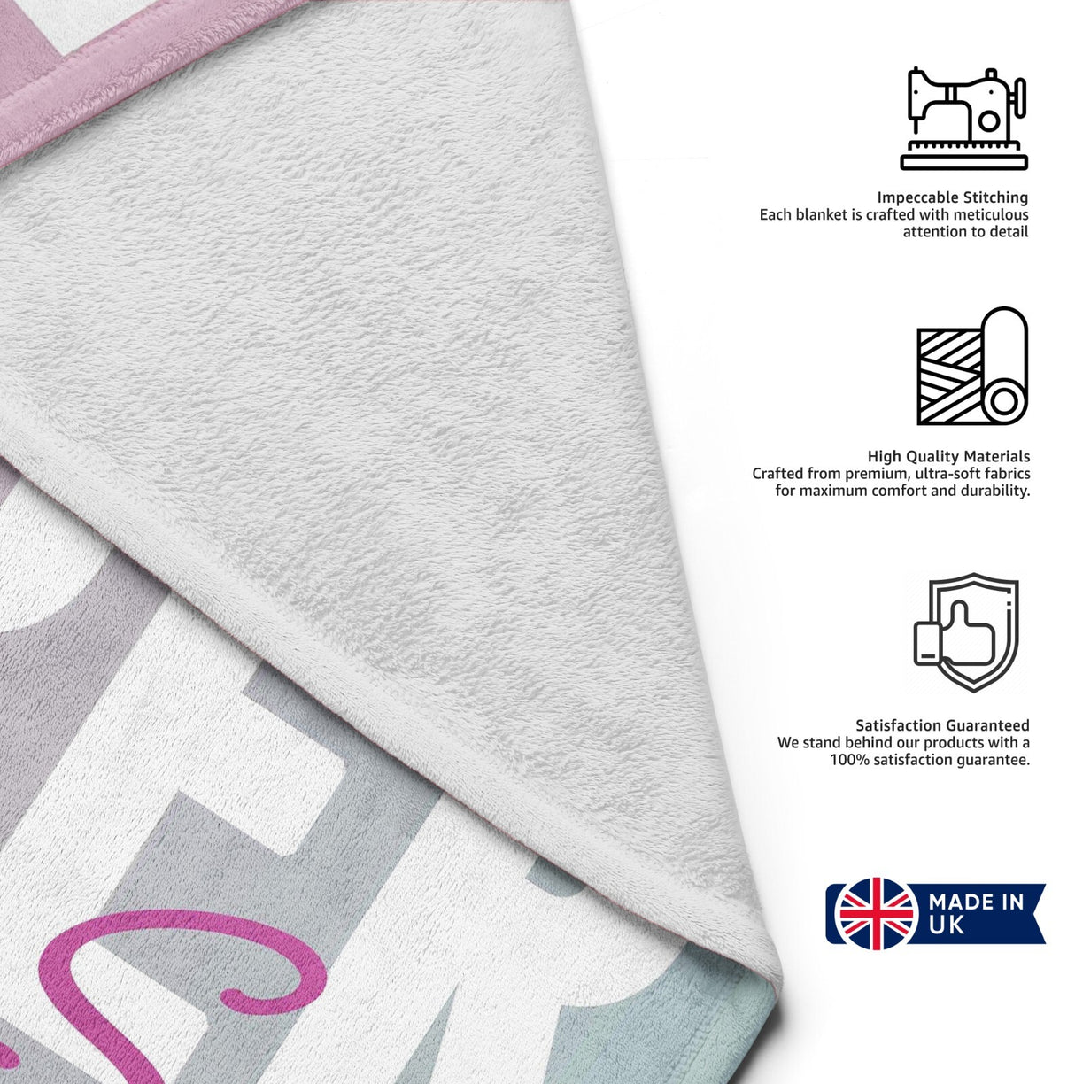 Personalised Name Gradient Two Tone Coloured Soft Warm Fleece Blanket Decoration