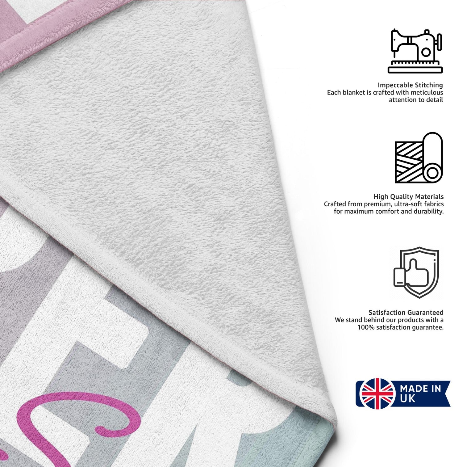 Personalised Name Gradient Two Tone Coloured Soft Warm Fleece Blanket Decoration