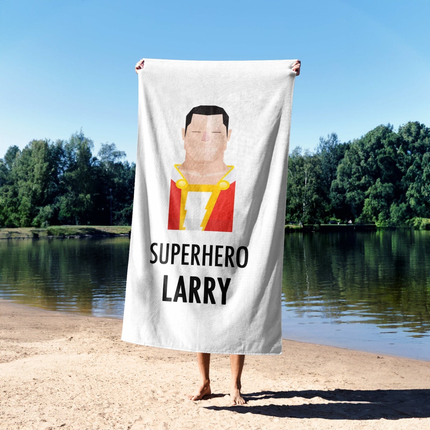 Superhero Personalised Name Custom Colour Kids Absorbent Beach Bath Sheet Towel