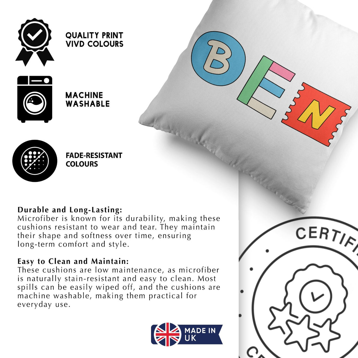 Personalised Ransom Note Cut Out Print Soft Square Filled Cushion Throw Decor