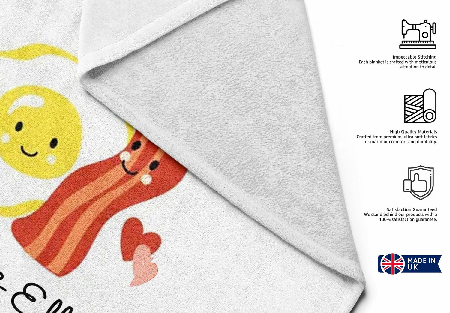 We Go Together Like Eggs + Bacon Valentines Anniversary Fleece Mink Blanket Gift