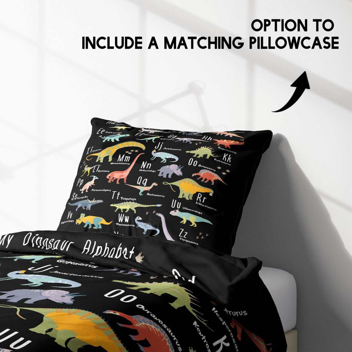 My Dinosaur Alphabet Personalised Custom Colour Soft Single Size Bed Duvet Cover