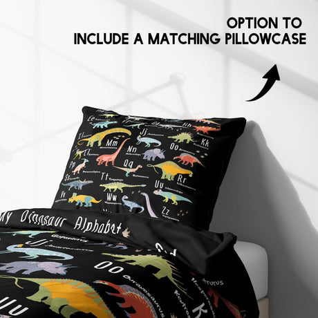 My Dinosaur Alphabet Personalised Custom Colour Soft Single Size Bed Duvet Cover