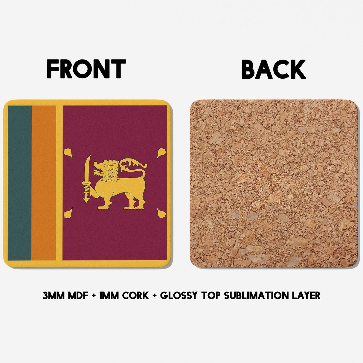 Sri Lanka Flag Design Coffee Tea Mug Cup Set Coaster Gift Him Her Custom Made