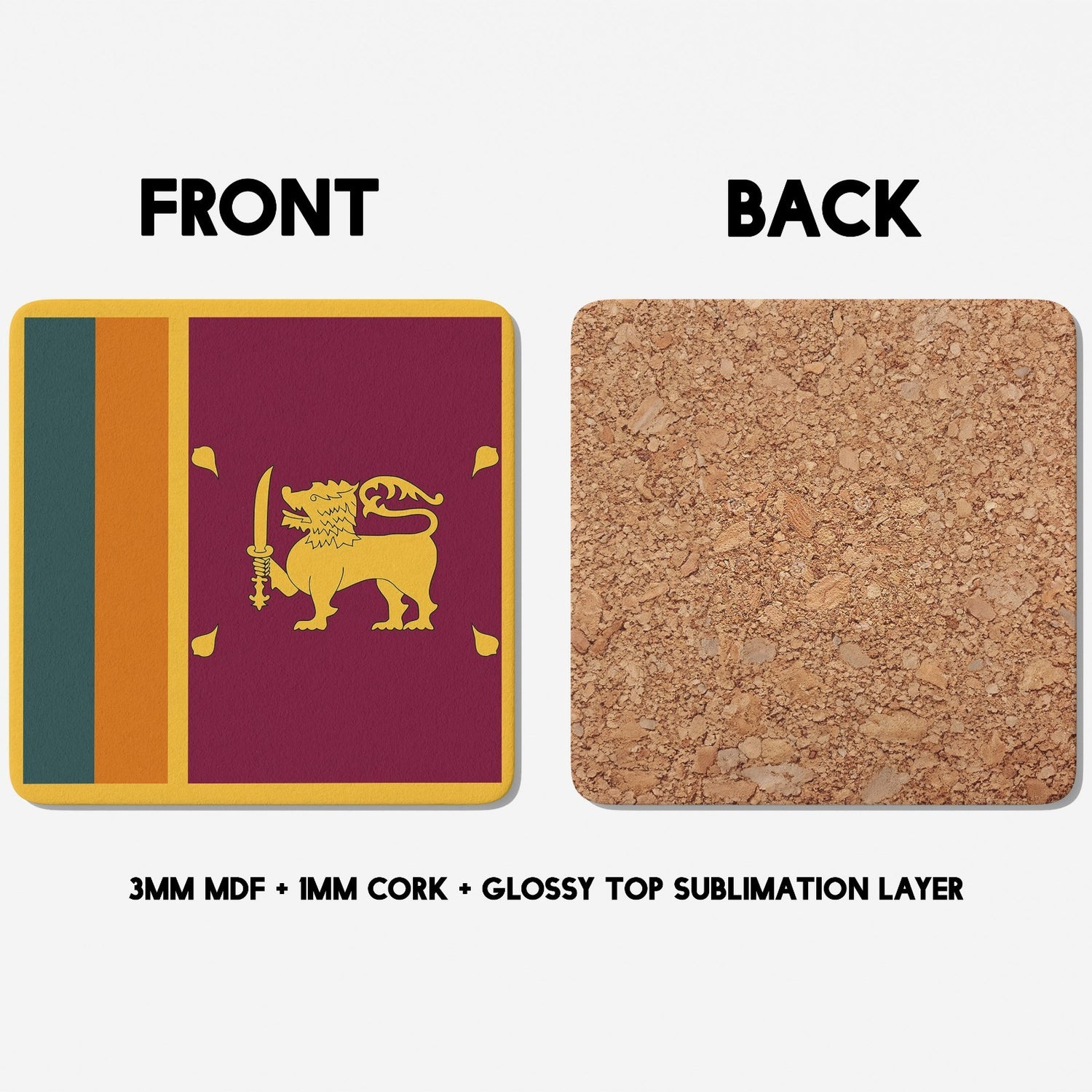 Sri Lanka Flag Design Coffee Tea Mug Cup Set Coaster Gift Him Her Custom Made