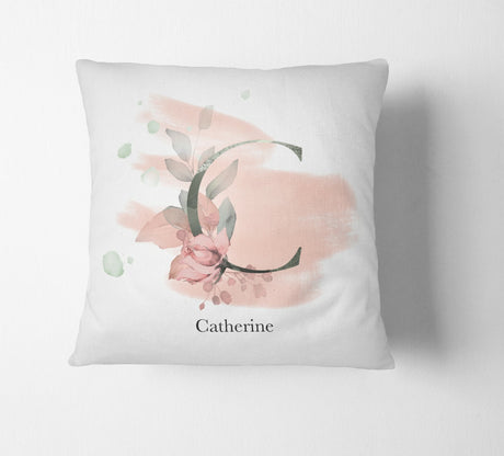 Personalised Gentle Blush Floral Pink Name Monogram Cushion Cover Case & Insert