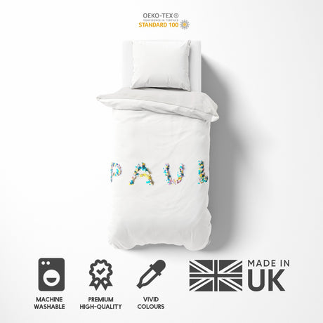 Personalised Confetti Handmade Font Soft Single Size Novelty Bed Duvet Cover