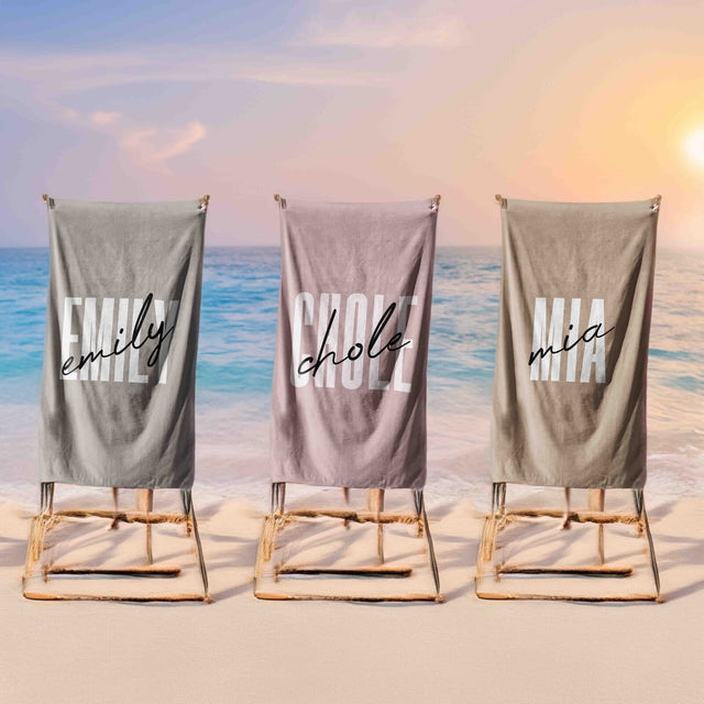 Personalised Name Signature Custom Background Absorbent Beach Bath Sheet Towel