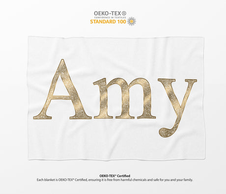 Personalised Name Vector Golden Alphabet Soft Fleece Mink Blanket Gift Decor