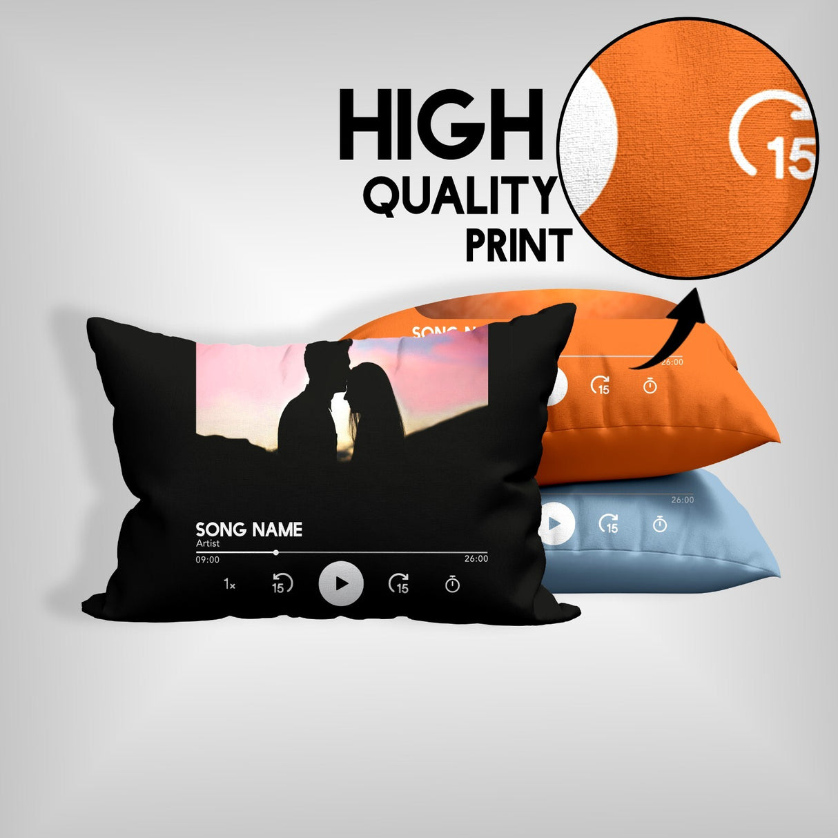 Upload Your Photo Music Player Custom Design Printed Soft Pillowcase Pillow