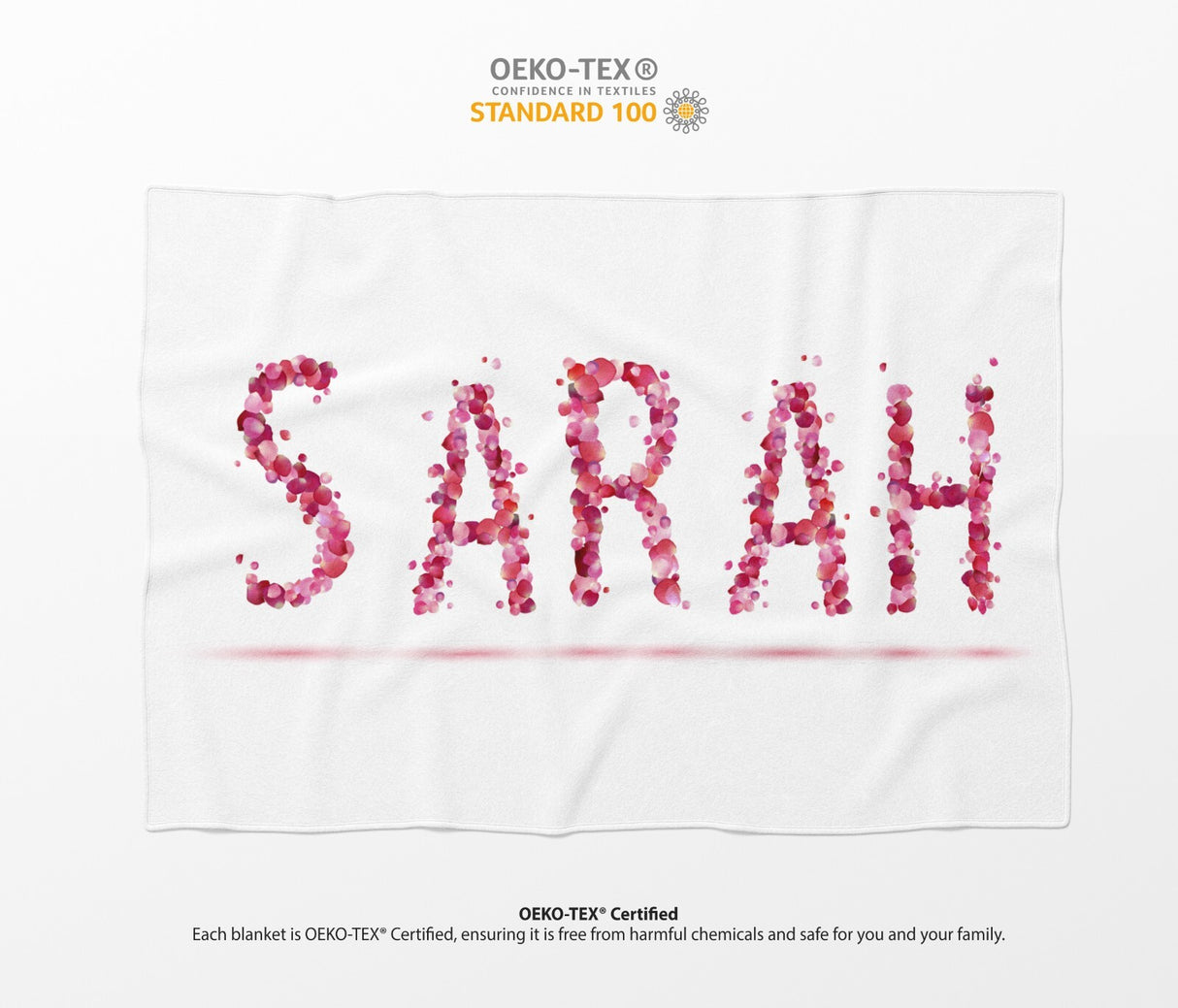 Personalised Name Pink Rose Petals Novelty Soft Fleece Mink Blanket Gift Decor