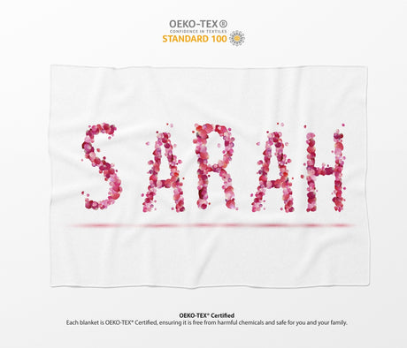 Personalised Name Pink Rose Petals Novelty Soft Fleece Mink Blanket Gift Decor