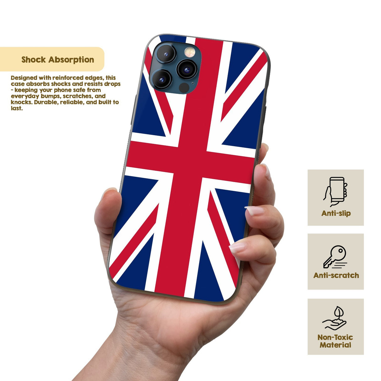 Great Britain Flag Custom Printed iPhone Case Black TPU Cover Gift Personalised