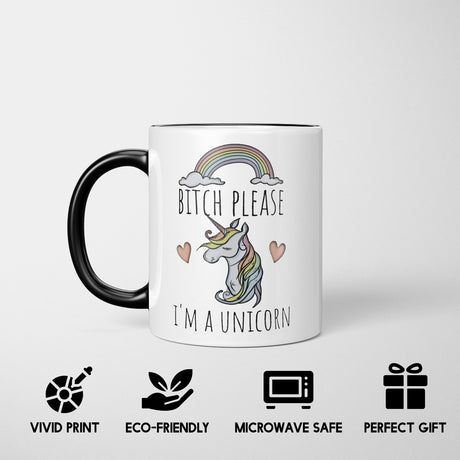 B*tch Please I'm A Unicorn Heat Sensitive Magic Colour Changing Mug Novelty  Cup