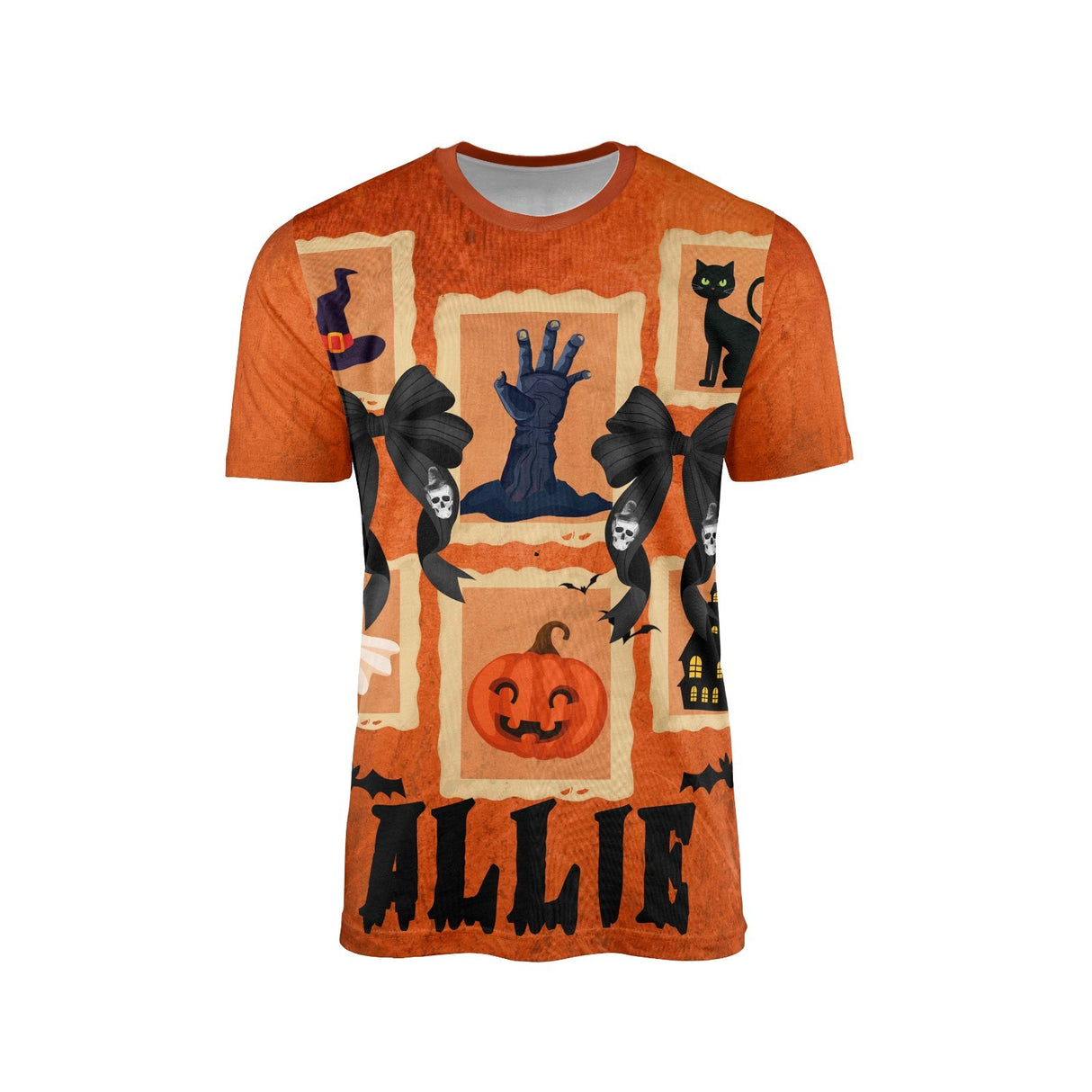 Halloween Spooky Personalised Custom All-Over Printed T-Shirt Colour Unisex Gift