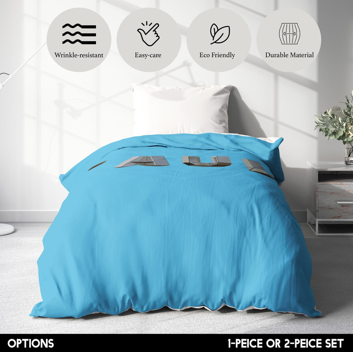 Personalised Geometal 3D Any Name Print Soft Single Size Novelty Bed Duvet Cover