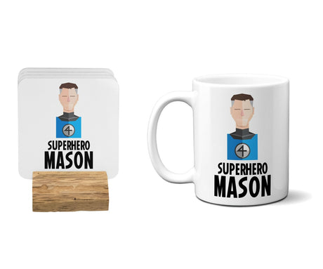 Superhero Personalised Name Kids Tea Coffee Drink Mug Gift Mug Set Coaster Cup