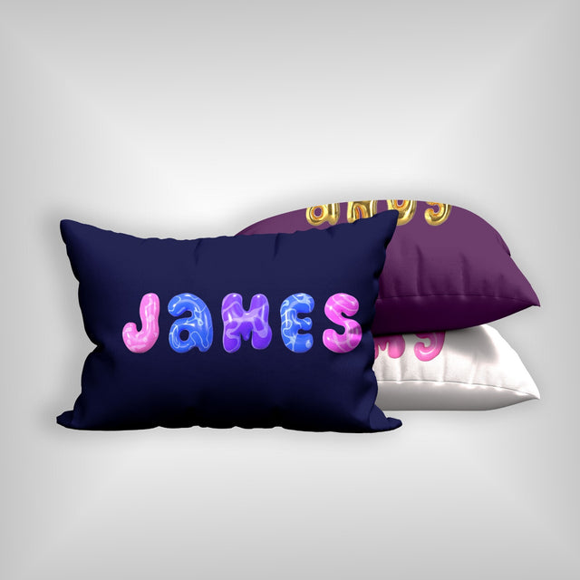Personalised 3D Bubble Name Text Print Customised Printed Soft Pillowcase Pillow