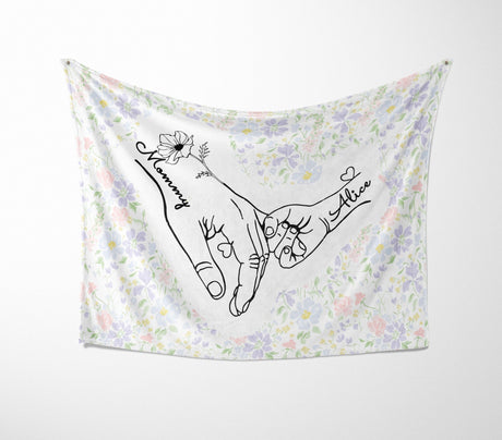 Mother's Day Custom Name Floral Soft Warm Fleece Memory Blanket Throw Decoration