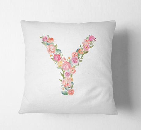 Personalised Alphabet Floral Name Initial Letter Cushion Pillow Case Insert Fill