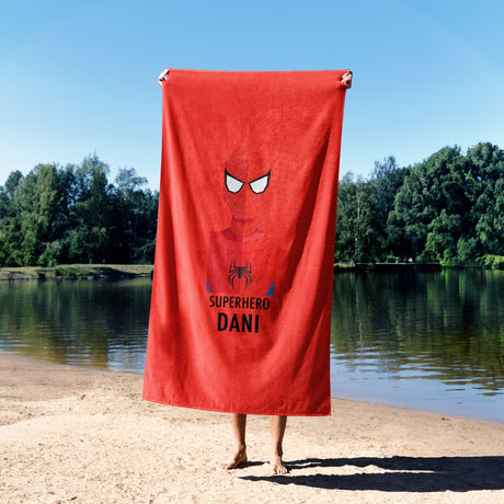 Superhero Personalised Name Custom Colour Kids Absorbent Beach Bath Sheet Towel