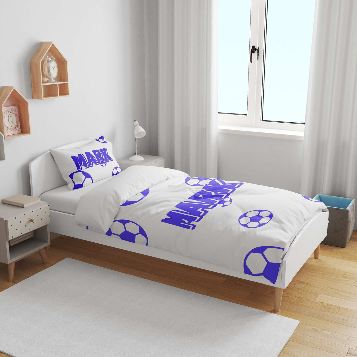 Personalised Custom Name Colour Football Fans Cot Bed Duvet Cover + Pillowcase