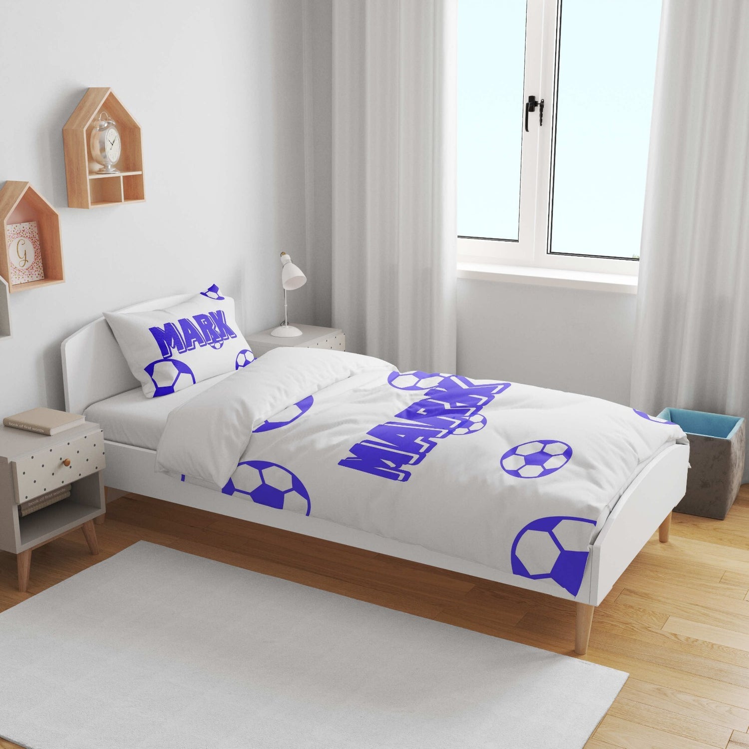 Personalised Custom Name Colour Football Fans Cot Bed Duvet Cover + Pillowcase