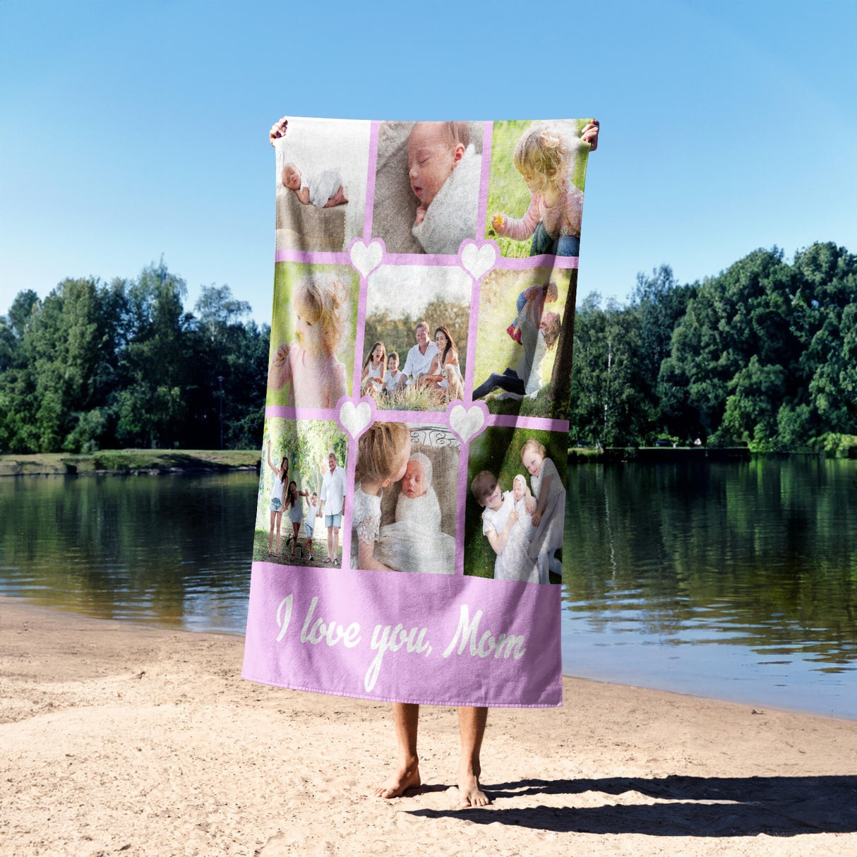 Custom Made Upload Your Own Photos Mother's Day Absorbent Beach Bath Sheet Towel