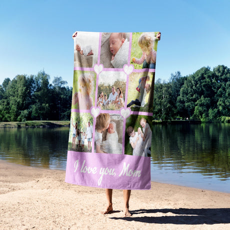 Custom Made Upload Your Own Photos Mother's Day Absorbent Beach Bath Sheet Towel