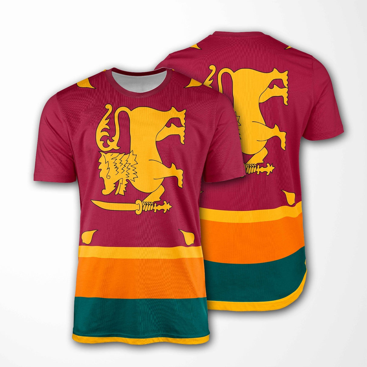 Sri Lanka Flag Design Custom All-Over Printed Unisex T-Shirt Top Patriotic Tee