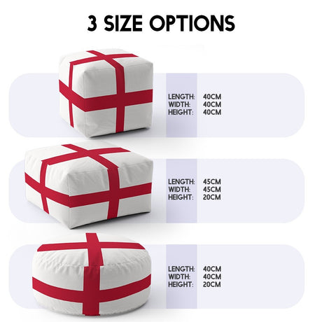 England Flag St George's Cross Ottoman Filled Pouffe Footrest Inc Washable Cover