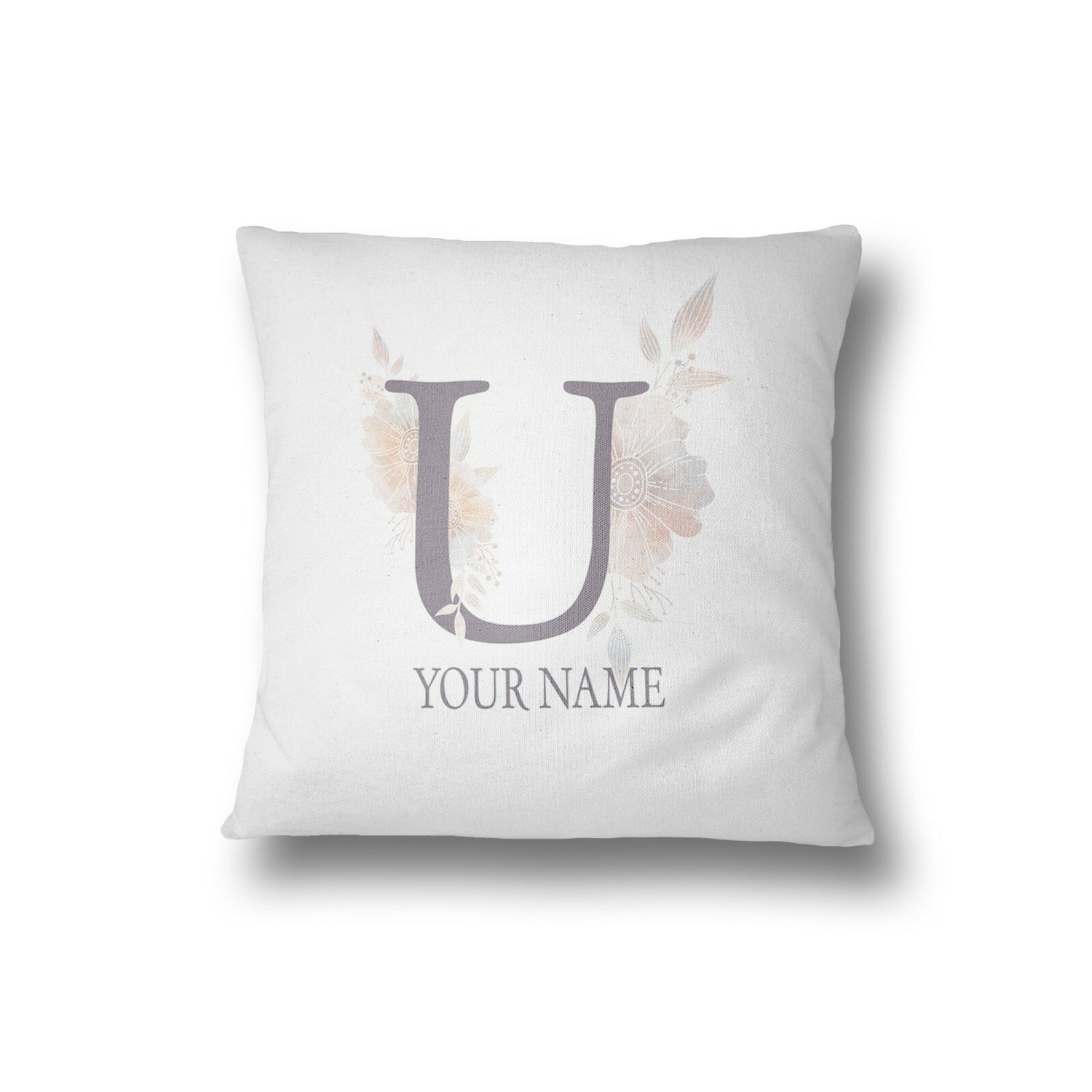 Personalised Misty Dusty Pastel Alphabet Floral Name Initial Letter Cushion