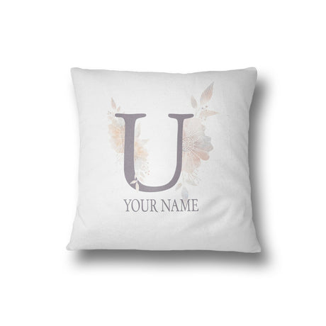Personalised Misty Dusty Pastel Alphabet Floral Name Initial Letter Cushion