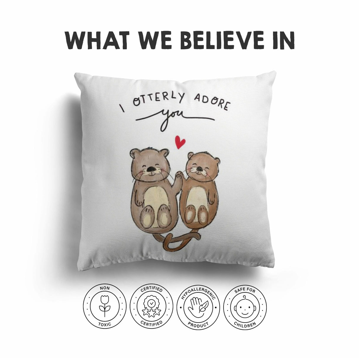 I Otterly Adore You Valentines Love Cheeky Cute Square Filled Cushion Decor