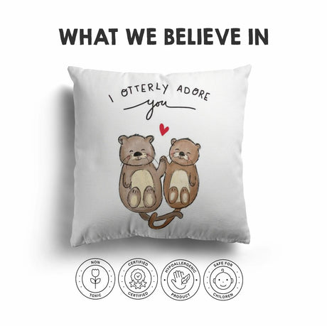 I Otterly Adore You Valentines Love Cheeky Cute Square Filled Cushion Decor