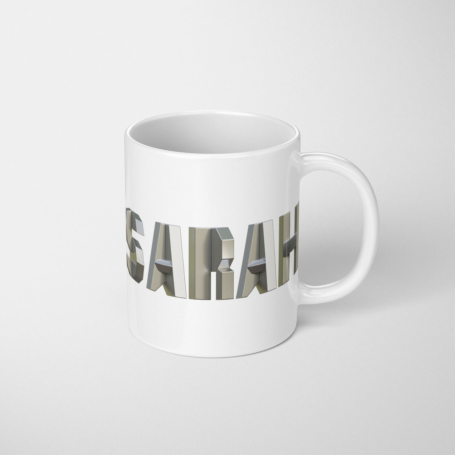 Personalised Geometal 3D Name Text Novelty Coffee Tea Mug Coaster Gift Him Her