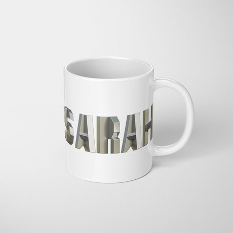 Personalised Geometal 3D Name Text Novelty Coffee Tea Mug Coaster Gift Him Her