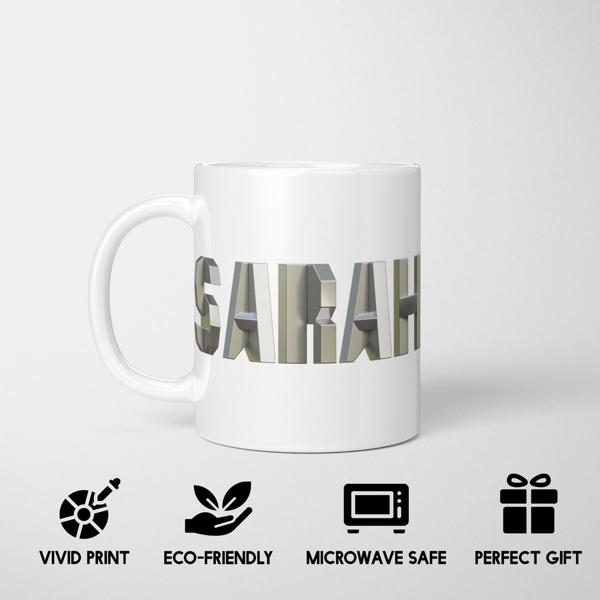 Personalised Geometal 3D Name Text Novelty Coffee Tea Mug Coaster Gift Him Her