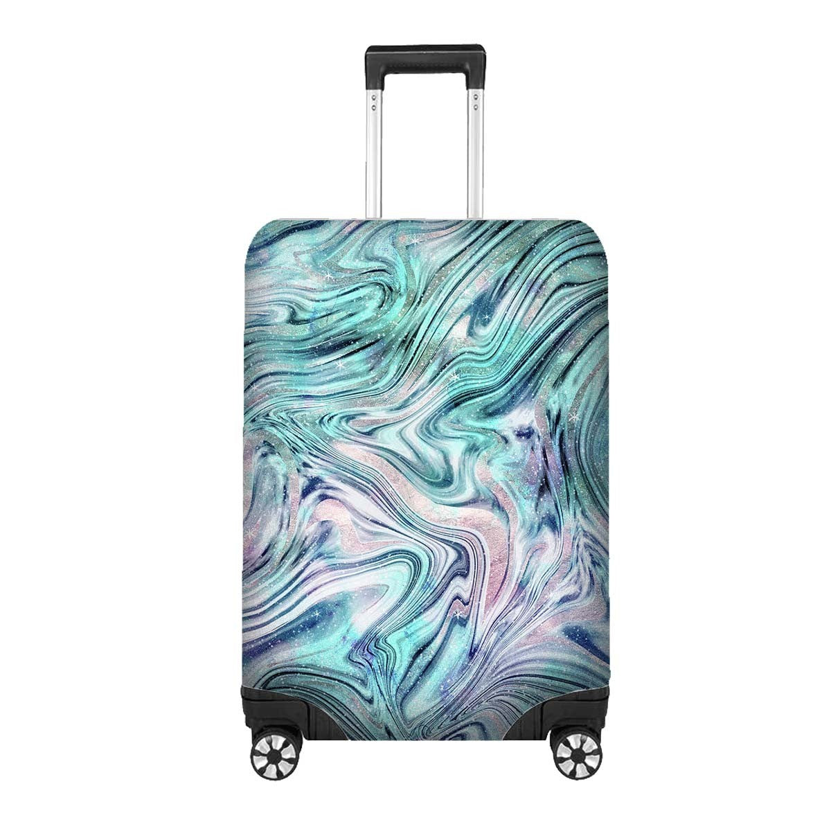 Liquid Marble Design Luggage Cover Colourful Abstract Travel Suitcase Protector