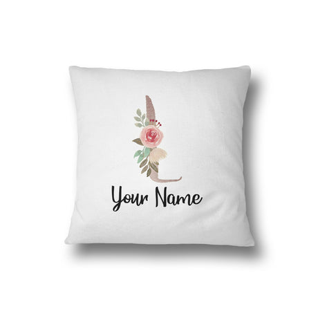 Personalised Floral Watercolour Hand Paint Effect Alphabet Floral Name Cushion