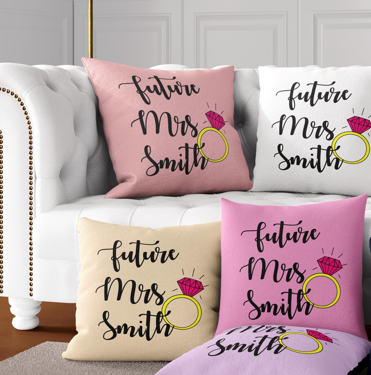 Future Mrs Fiancé Wife To Be Romantic Novelty Wedding Square Fill Cushion Throw