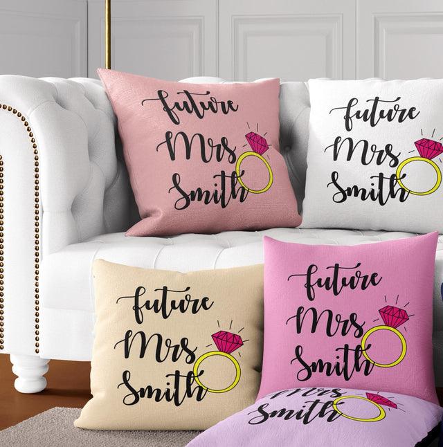 Future Mrs Fiancé Wife To Be Romantic Novelty Wedding Square Fill Cushion Throw