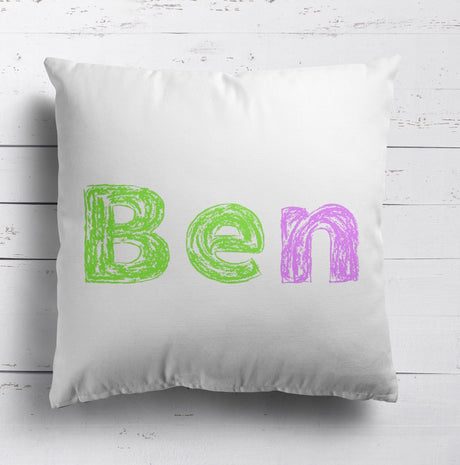 Personalised Name Colourful Retro Soft Square Filled Cushion Throw Decor Gift