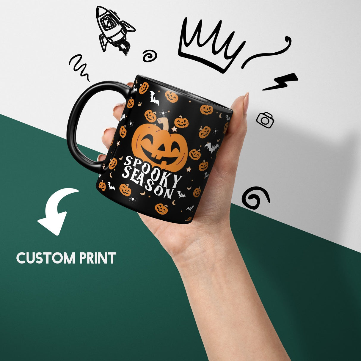 Halloween Spooky Season Pumpkin Bats Heat Sensitive Colour Changing Mug Gift Set