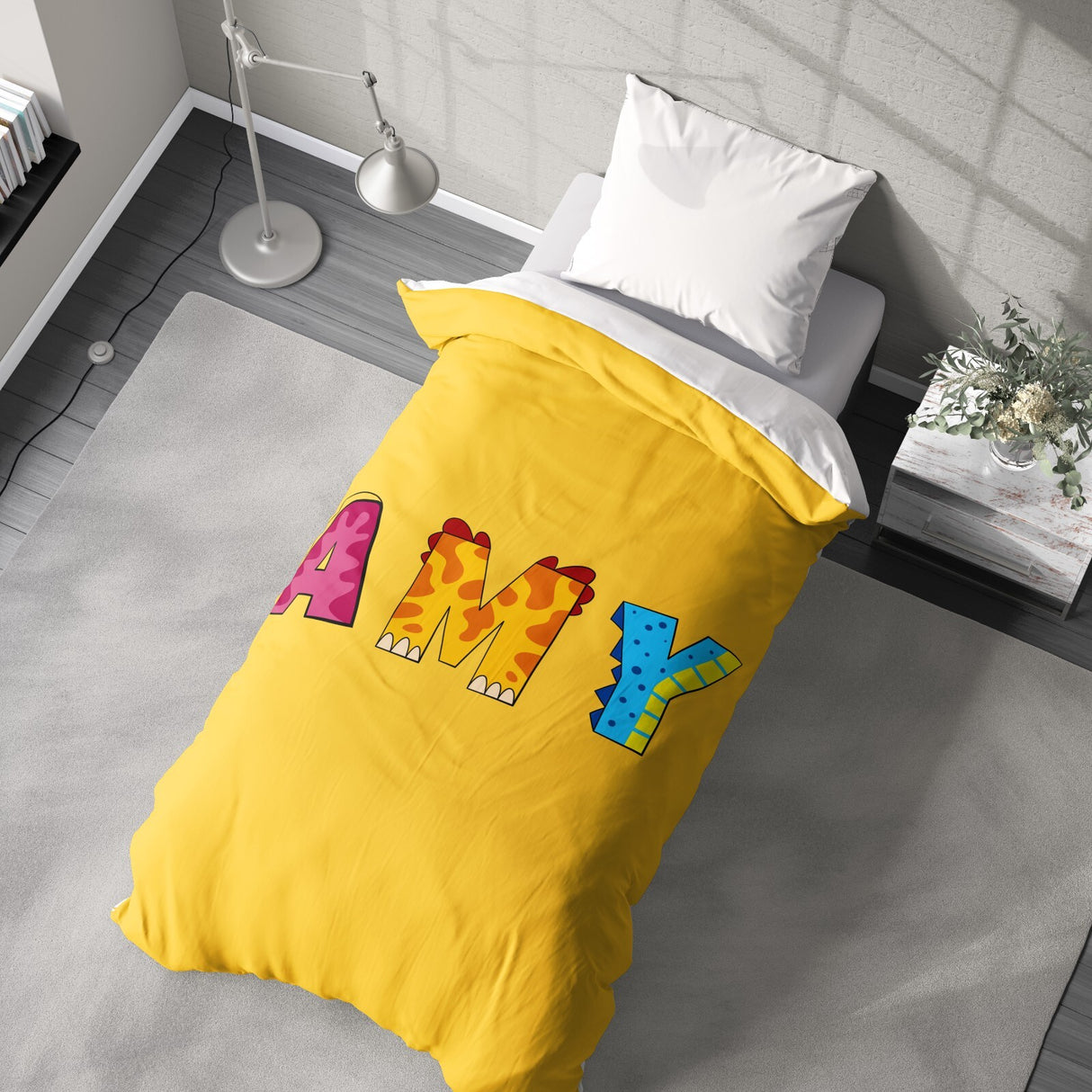 Personalised Any Name Dinosaur Alphabet Soft Single Size Novelty Bed Duvet Cover