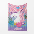 Personalised Name Unicorn Dream Fantasy Mythical Soft Warm Fleece Blanket Decor